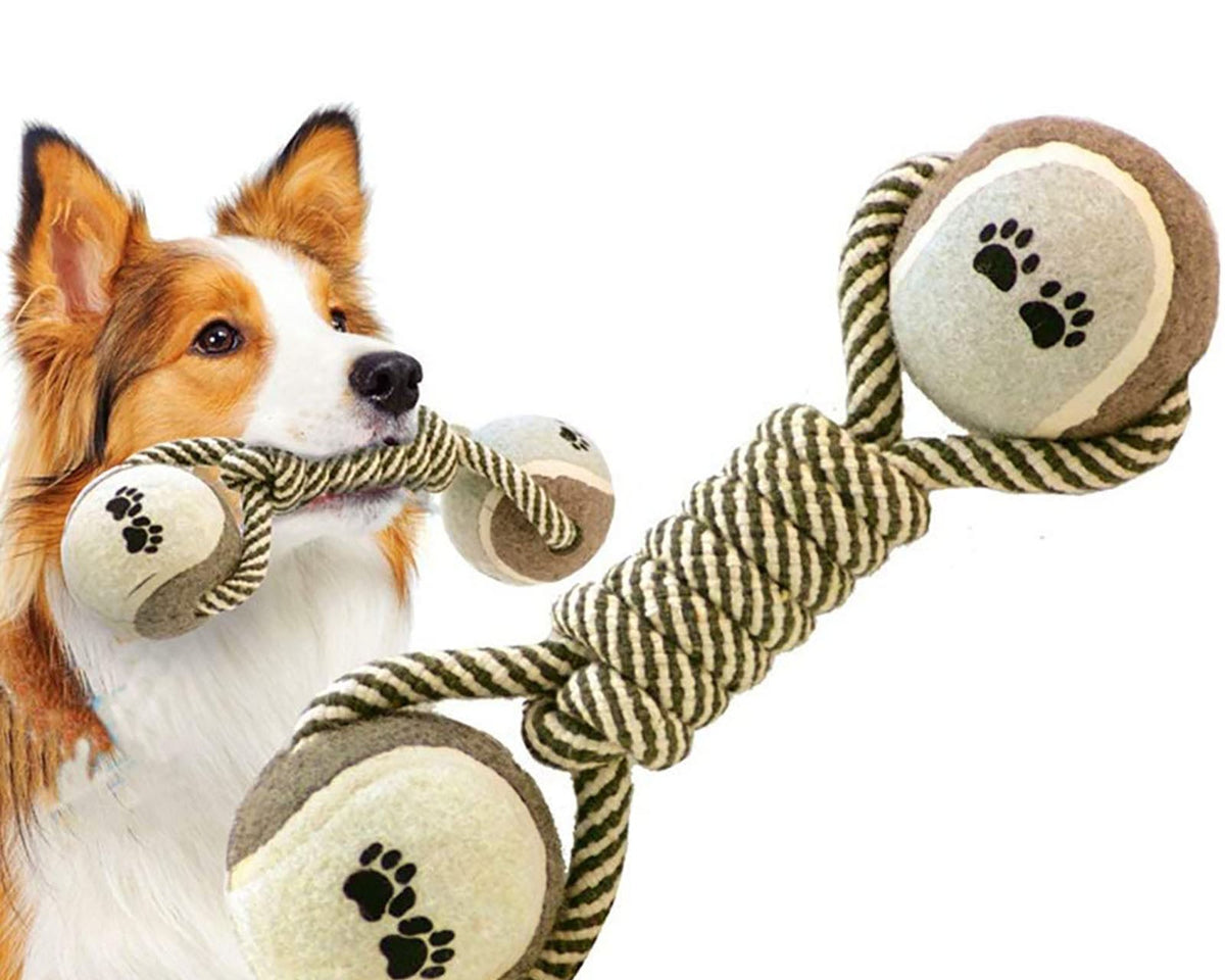 Pet Dog Toys™ - Interactive Cotton Rope and Ball Toy for Dogs