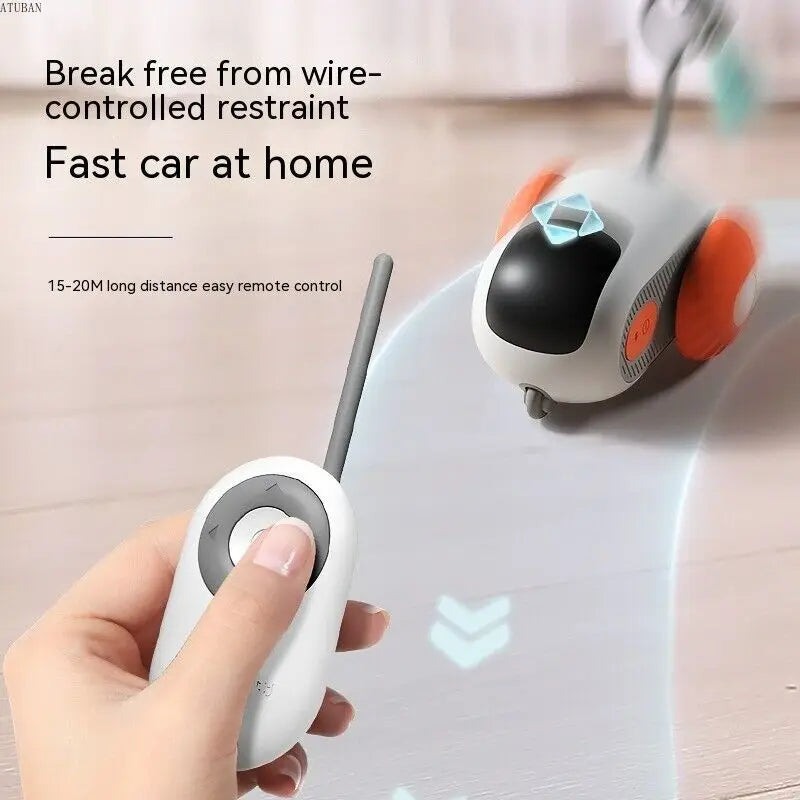 Active Play: Remote Smart Cat Toy with Replaceable Rolling Car