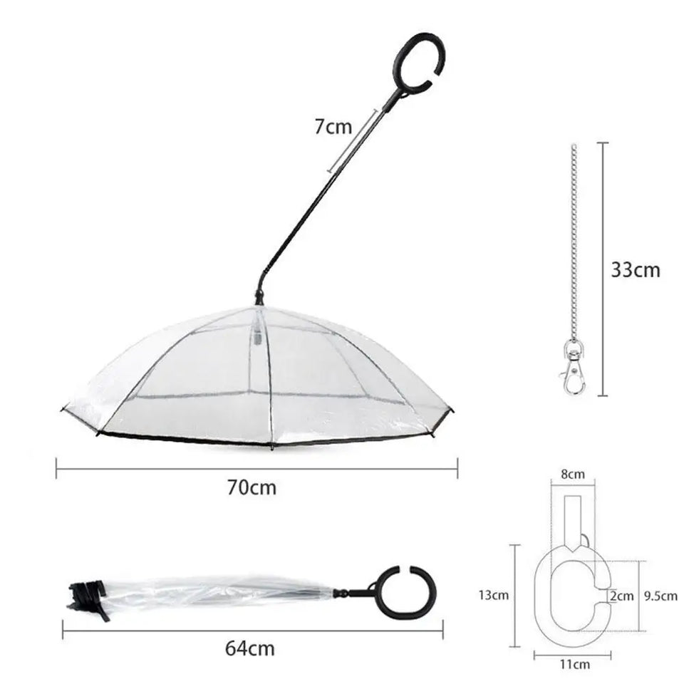 ClearView ComfortCane™: Adjustable Transparent Umbrella for Pets